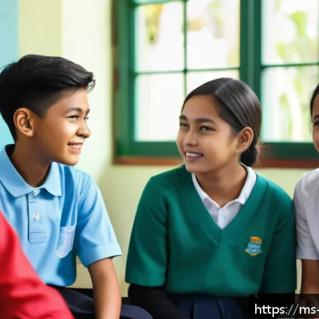 회복적 정의 교육에 필요한 커리큘럼 - A diverse group of Malaysian school students and teachers sitting in a bright classroom arranged in ...