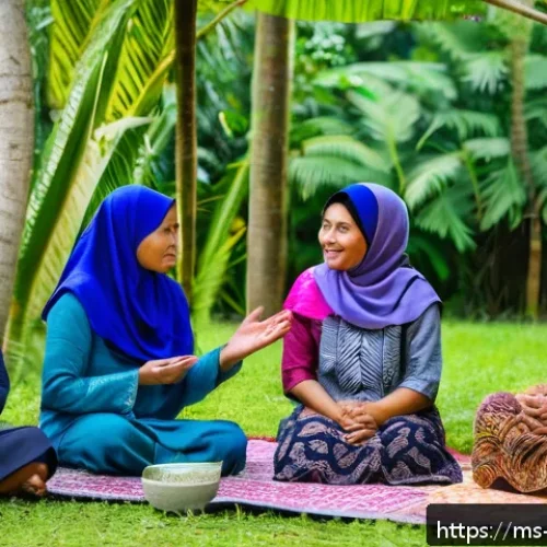회복적 정의와 성격 형성의 상관관계 - A diverse Malaysian community gathering in a peaceful village setting, engaging in a restorative jus...